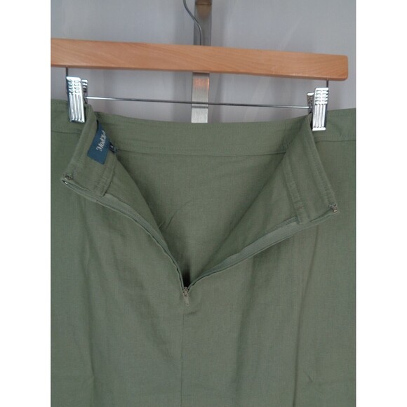 Modcloth Olive Green Linen Blend Faux Wrap Skirt Size 14 New - Picture 5 of 7